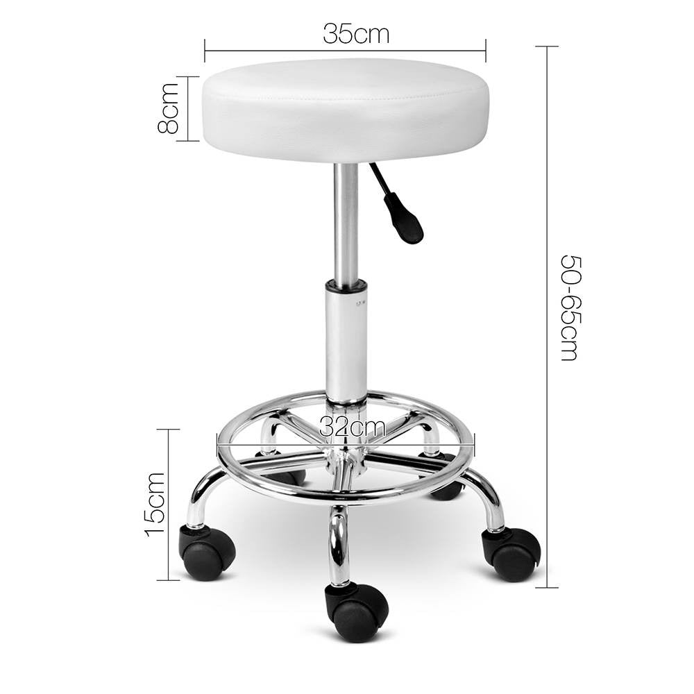 Round PU Swivel Salon Stool White