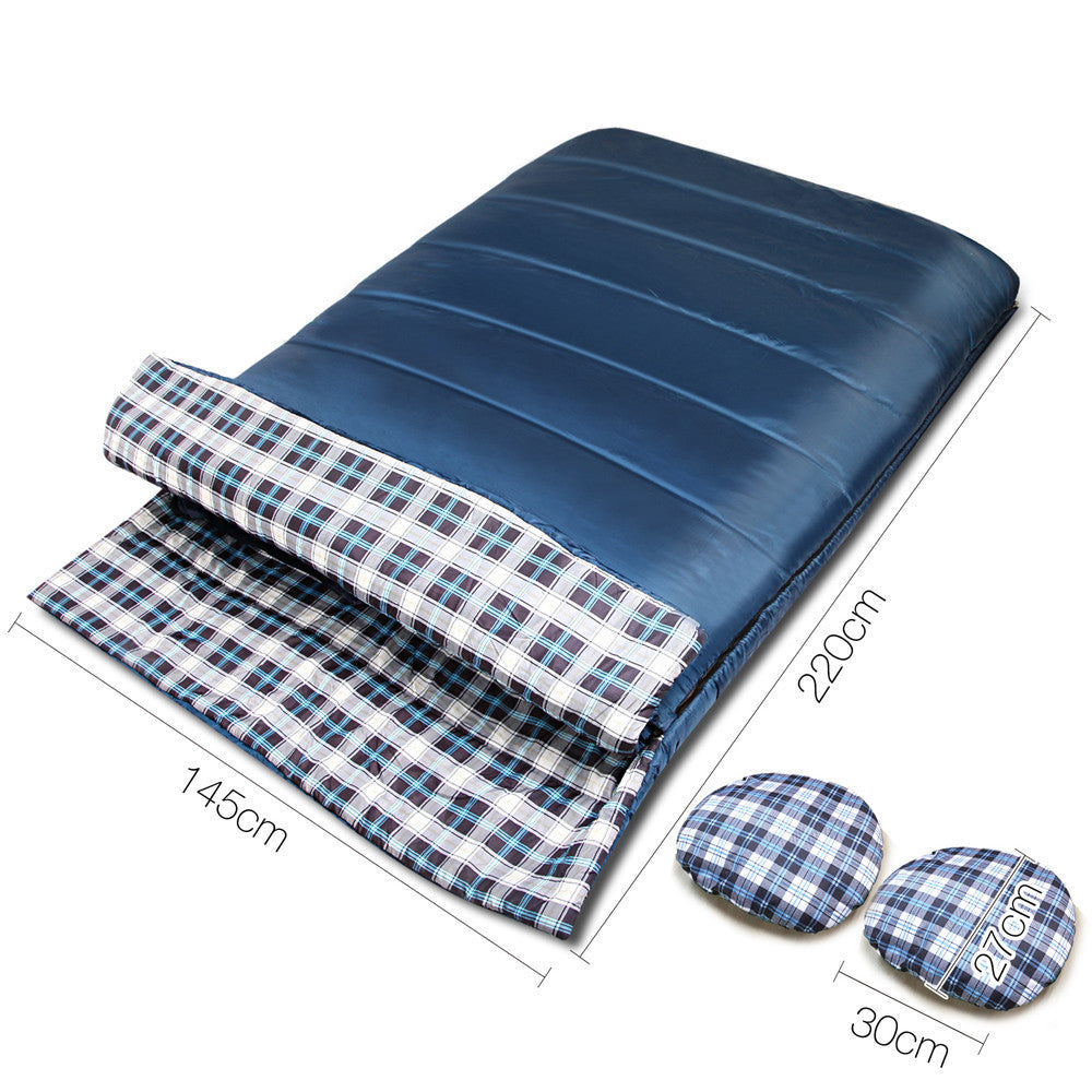 Camping Envelope Sleeping Bag Double Navy