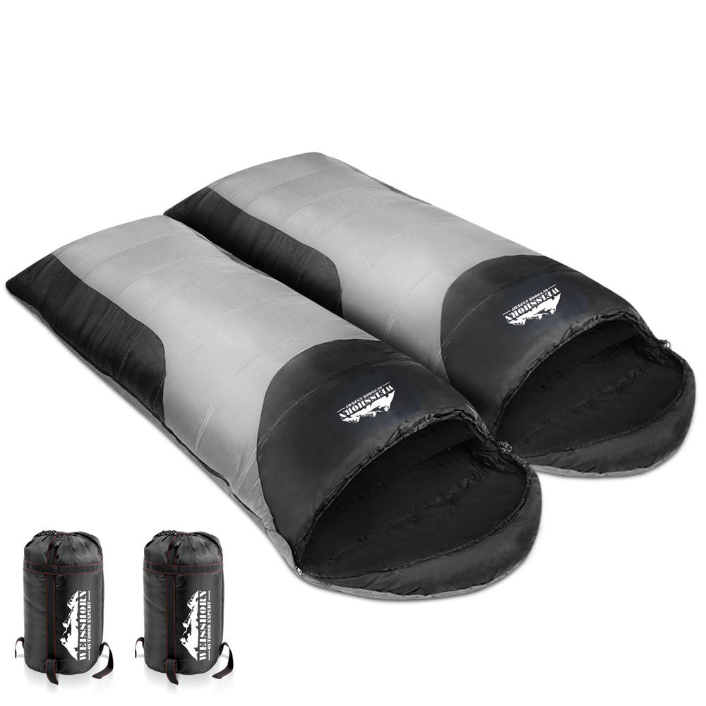 Camping Envelope Sleeping Bag Double Grey Black