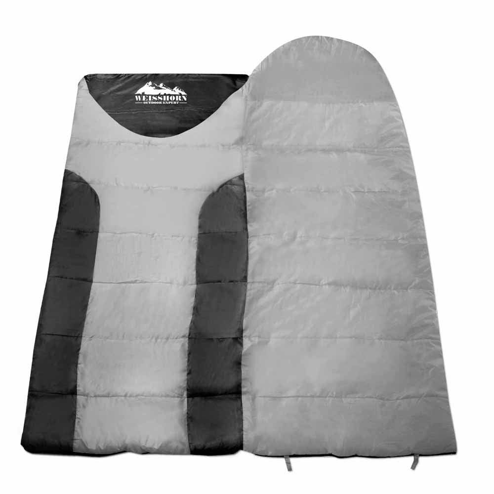 Camping Envelope Sleeping Bag Double Grey Black