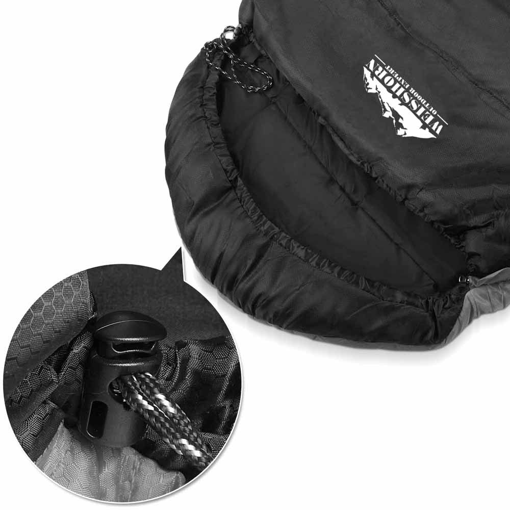 Camping Envelope Sleeping Bag Double Grey Black