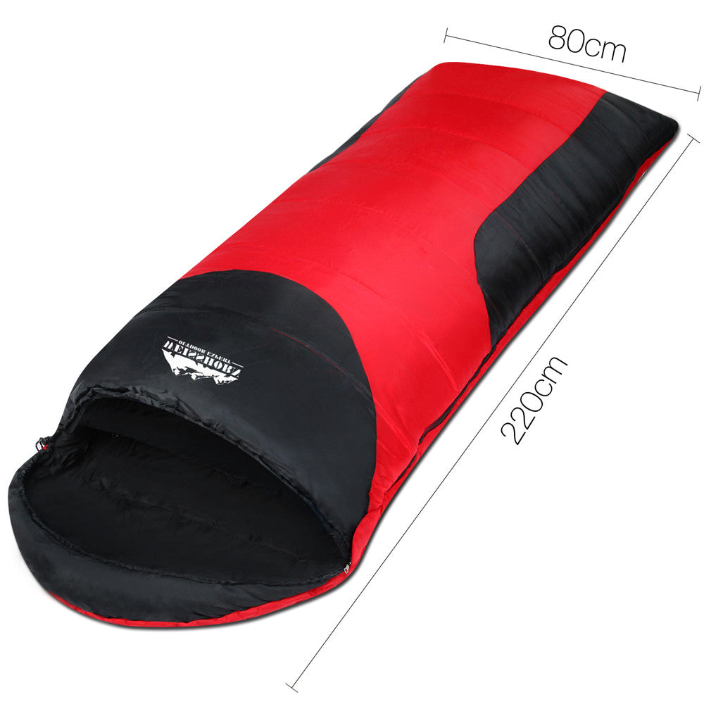 Camping Envelope Sleeping Bag Single Red Black