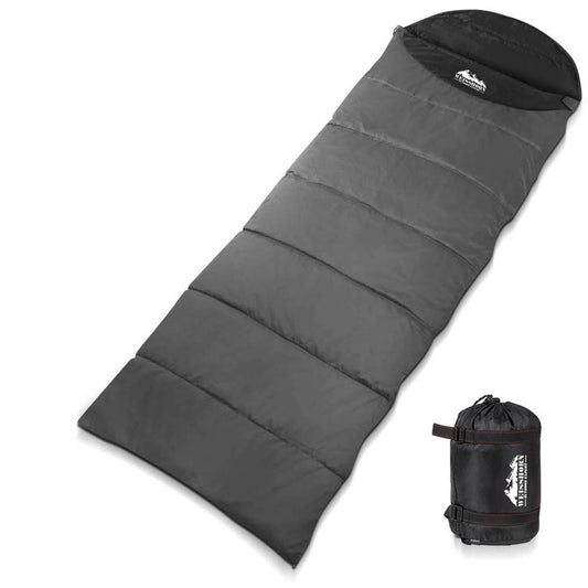 Single Camping Envelope Sleeping Bag Grey Black