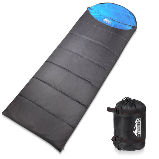 Single Camping Envelope Sleeping Bag Blue Grey