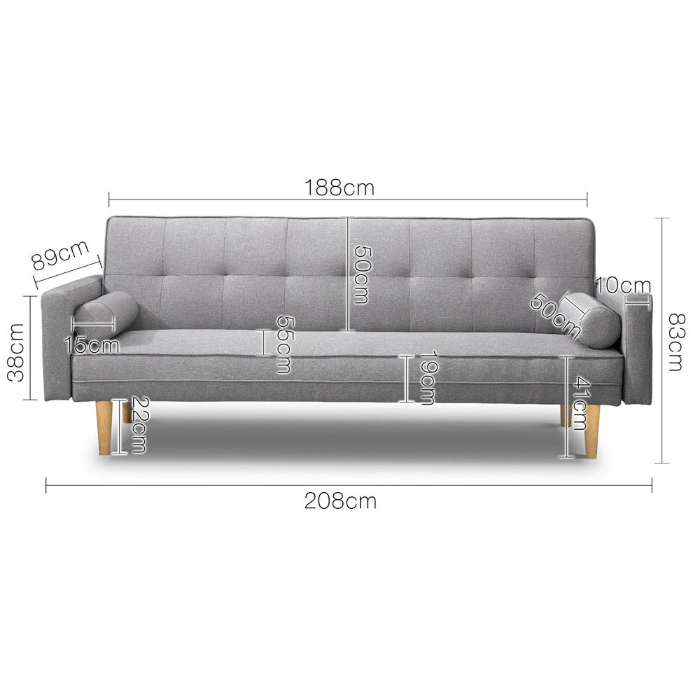 3 Seater Faux Linen Fabric Sofa