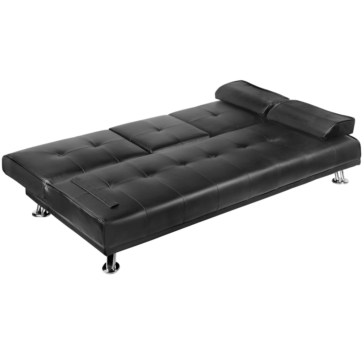 Modern PU leather 3 Seater Sofa Bed w/ Cup Holders