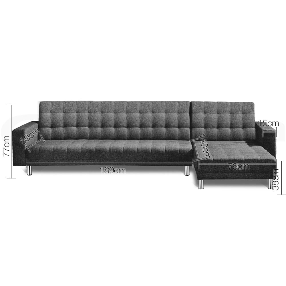 Faux Linen Sofa Bed 5 Seater