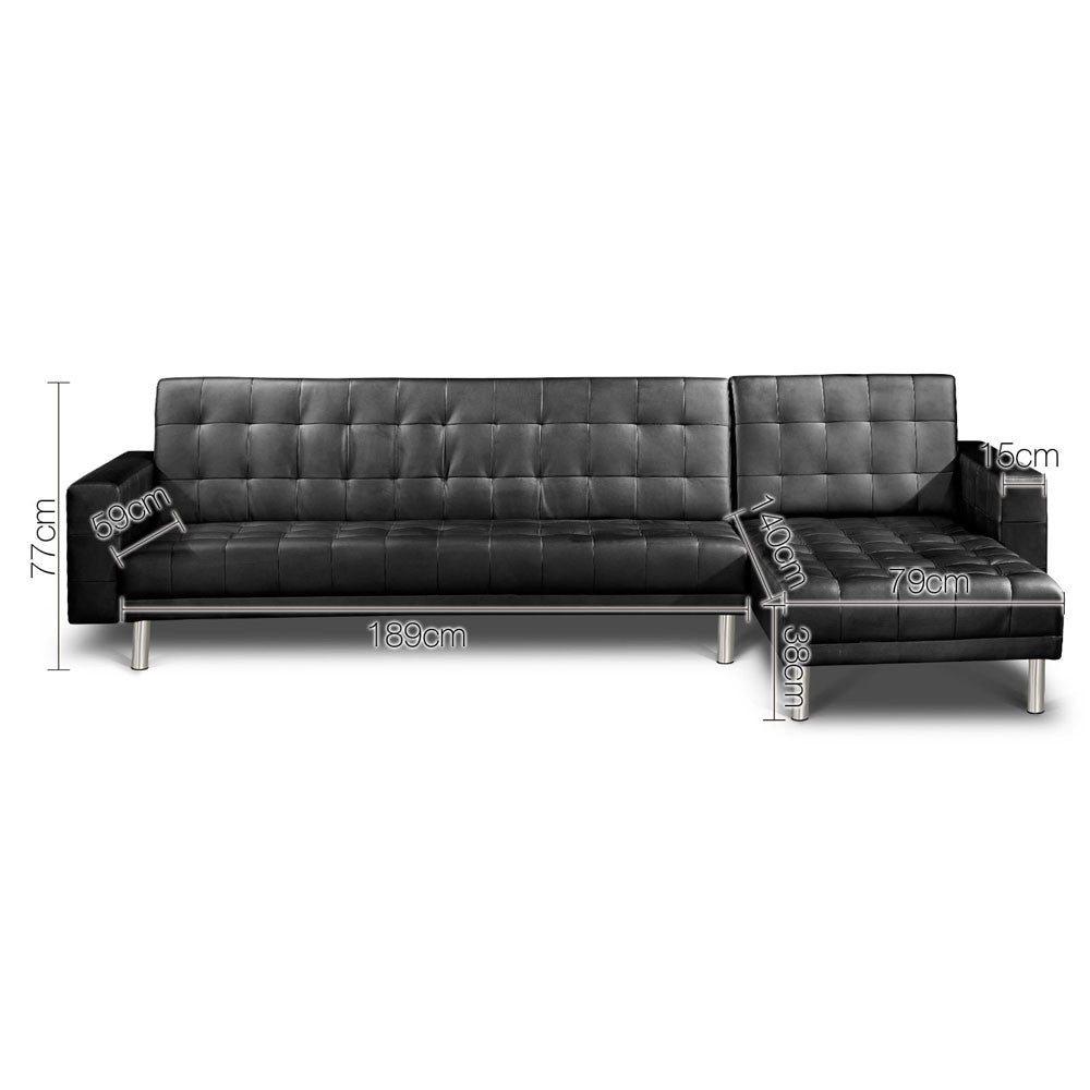 PU Leather Sofa Bed 5 Seater