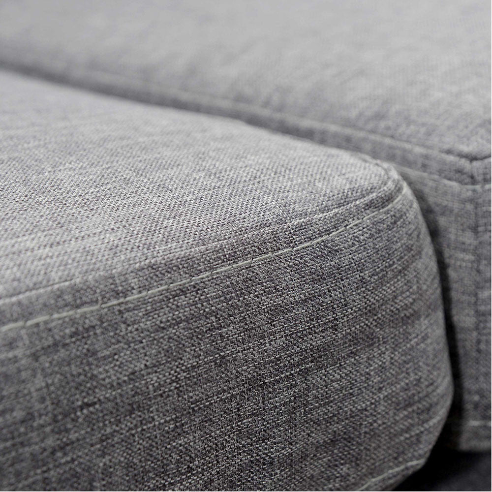 Four Seater Faux Linen Fabric Sofa with Ottoman Grey