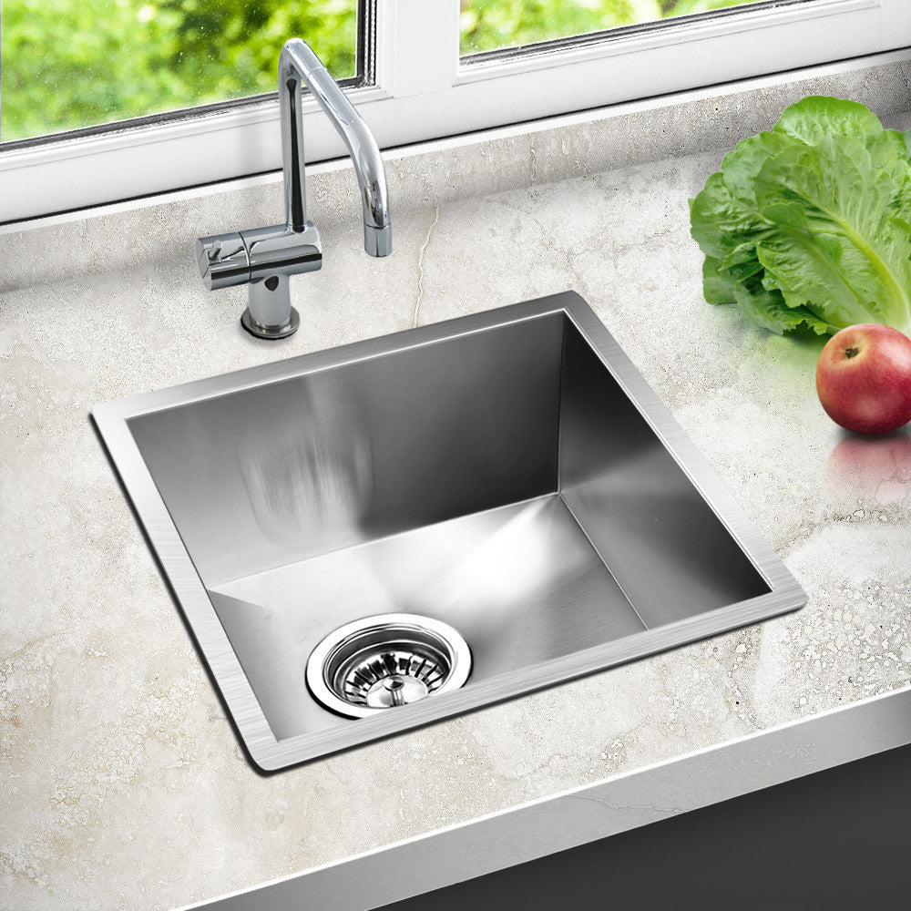 Stainless Steel Kitchen/Laundry Sink w/ Strainer Waste 440 x 440 mm