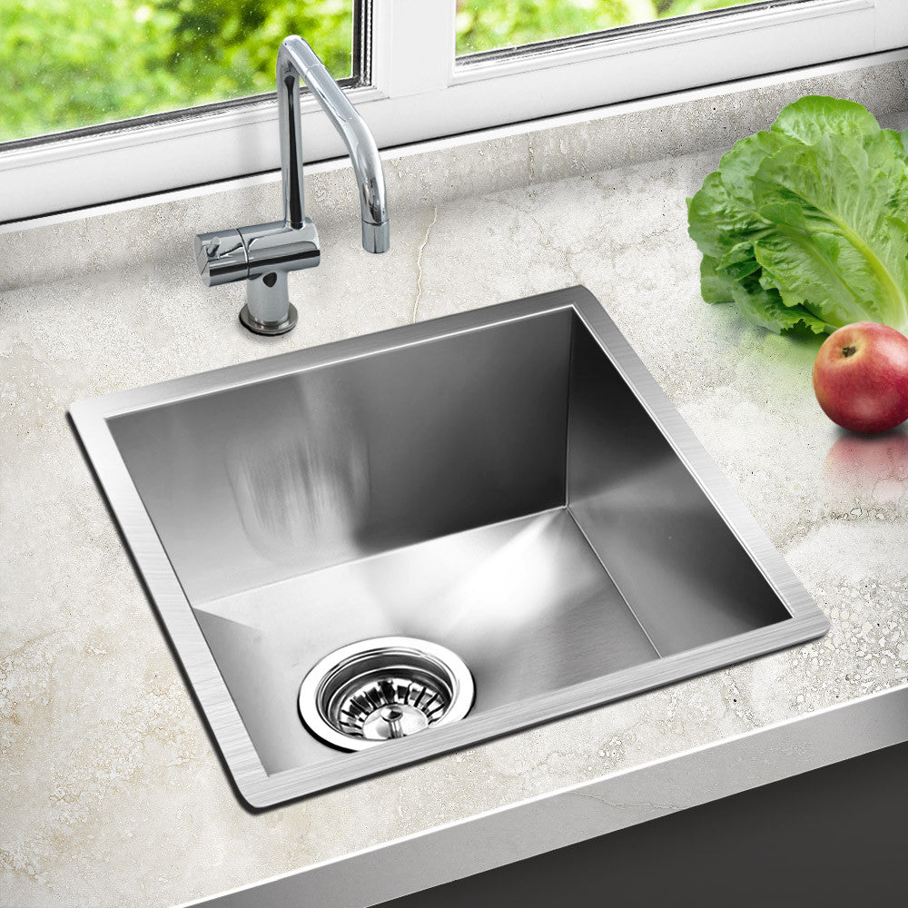 Stainless Steel Kitchen/Laundry Sink w/ Strainer Waste 510 x 450 mm