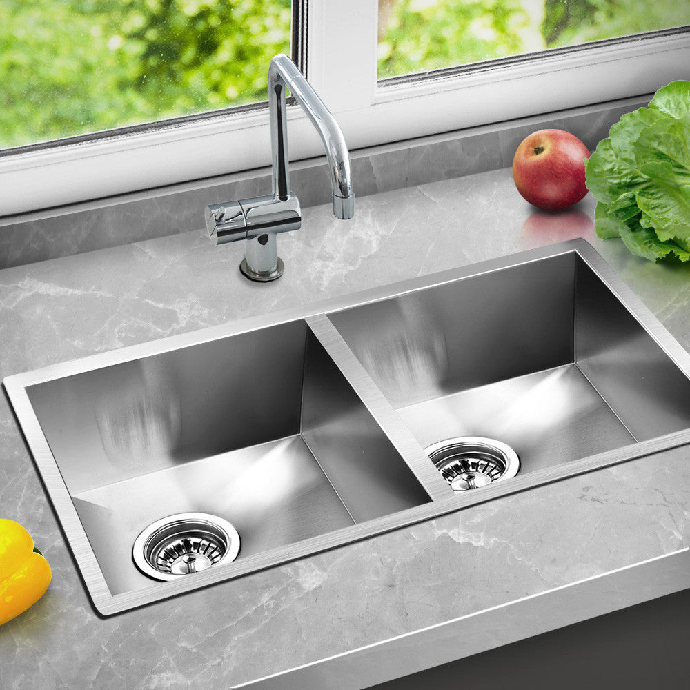 Stainless Steel Kitchen/Laundry Sink w/ Strainer Waste 770 x 450 mm