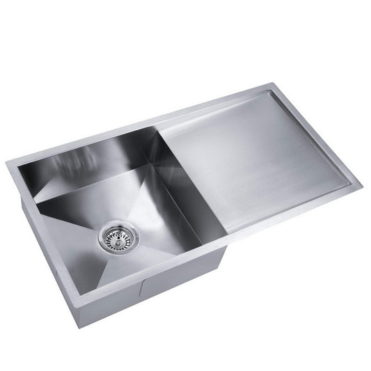 Stainless Steel Kitchen/Laundry Sink w/ Strainer Waste 870x450mm