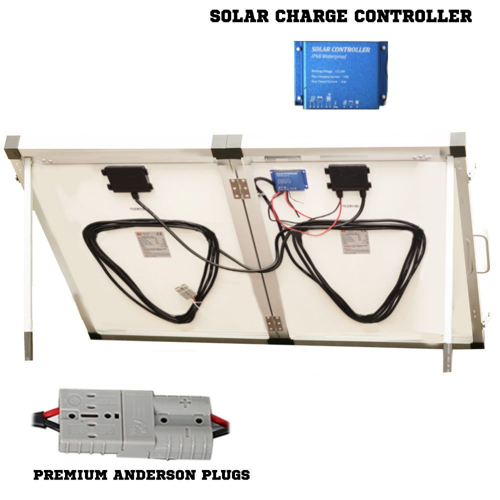12V 120W Folding Solar Panel Mono MPPT Boat Camping Power Charging Kit Battery