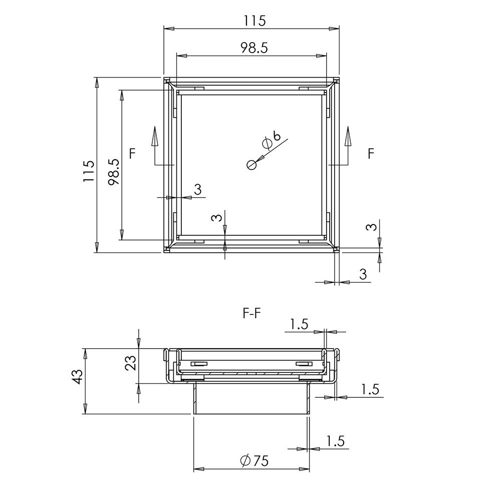 Set of 2 Square Stainless Steel Shower Grate Drain Floor Bathroom 75mm