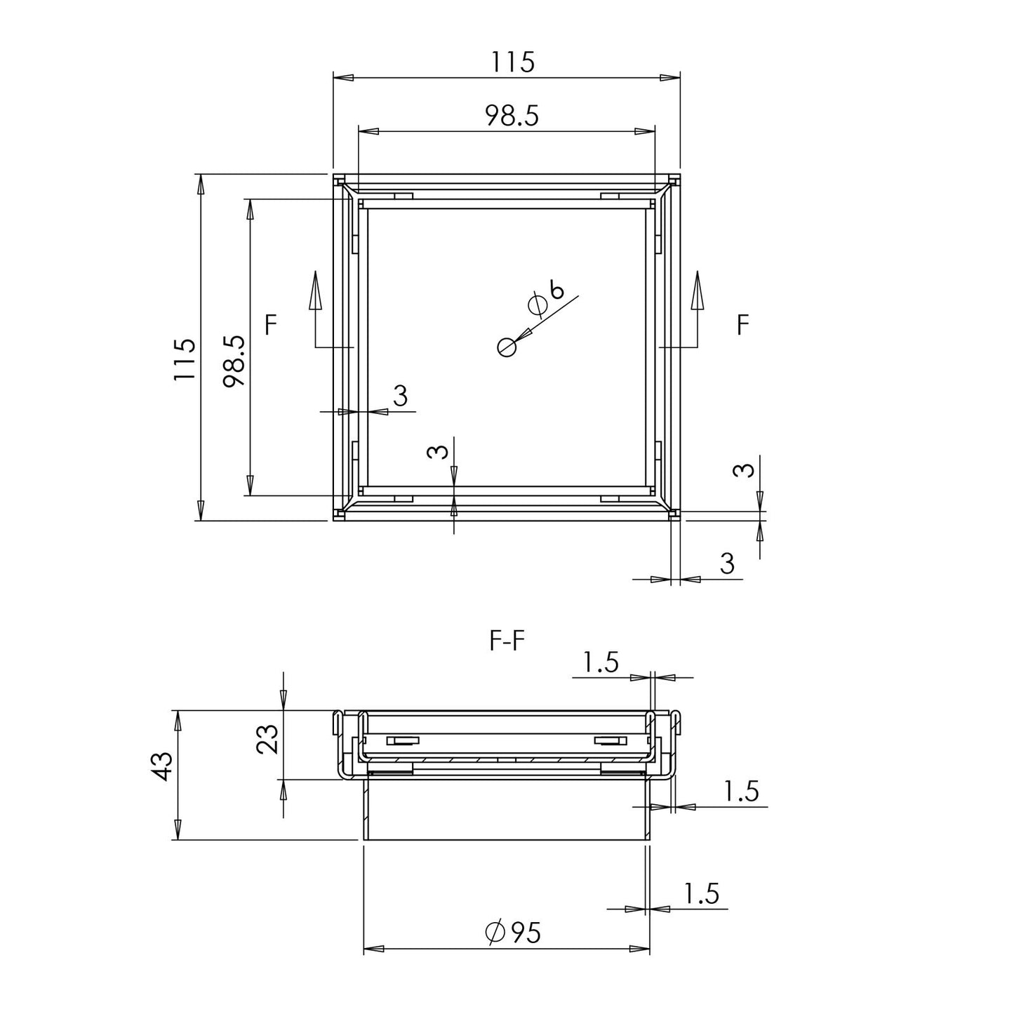 Square Stainless Steel Shower Grate Drain Floor Bathroom 95mm Depth