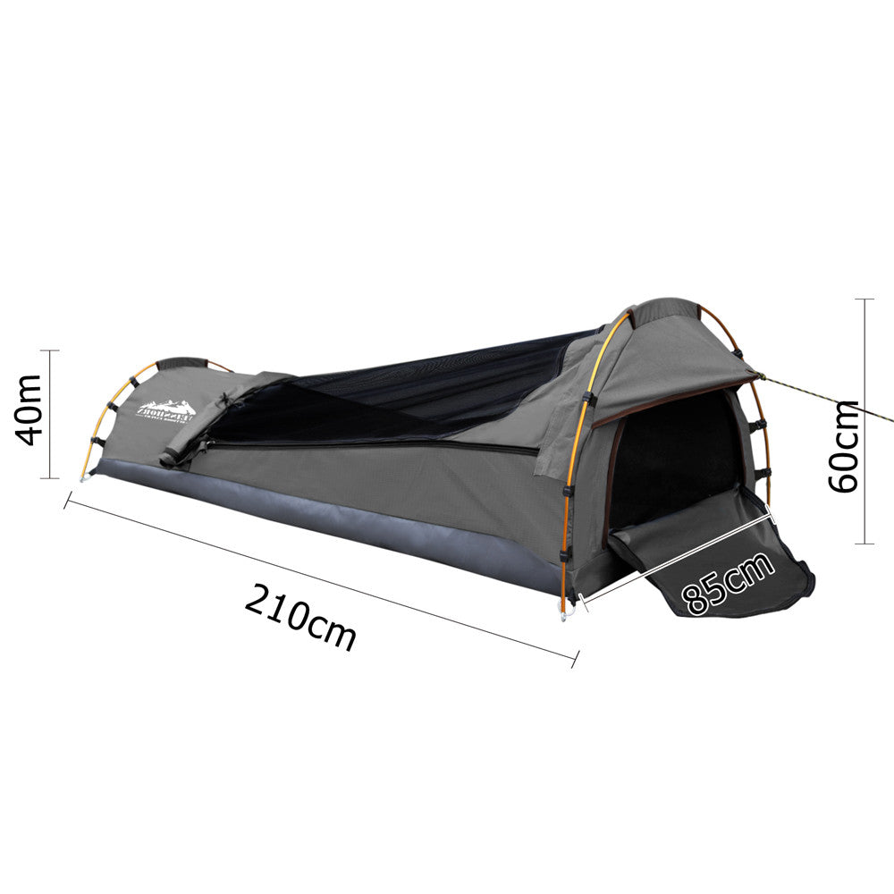 Single Biker Camping Canvas Swag Grey