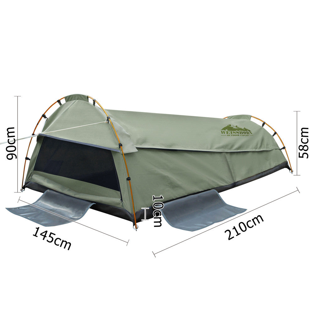 Double Camping Canvas Swag Tent Celadon w/ Air Pillow