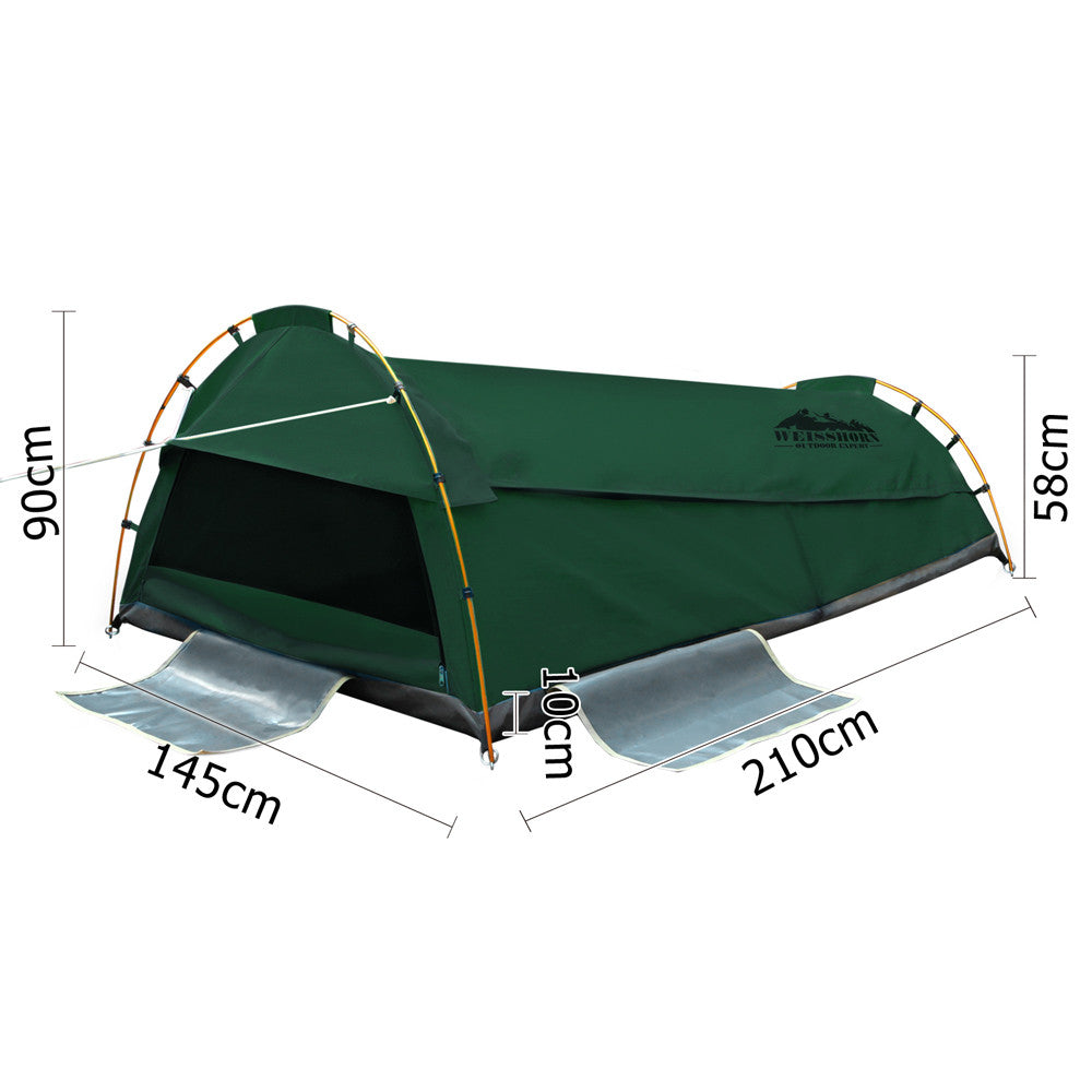 Double Camping Canvas Swag Tent Green w/ Air Pillow