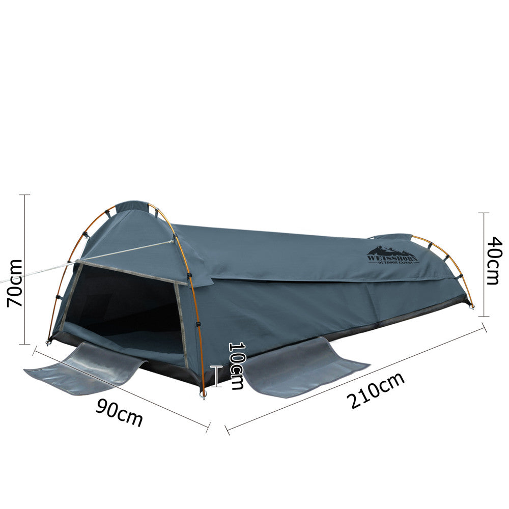 King Single Camping Canvas Swag Tent Navy w/ Air Pillow