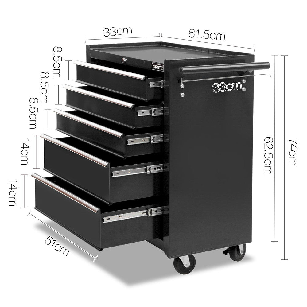 5 Drawers Roller Toolbox Cabinet  Black