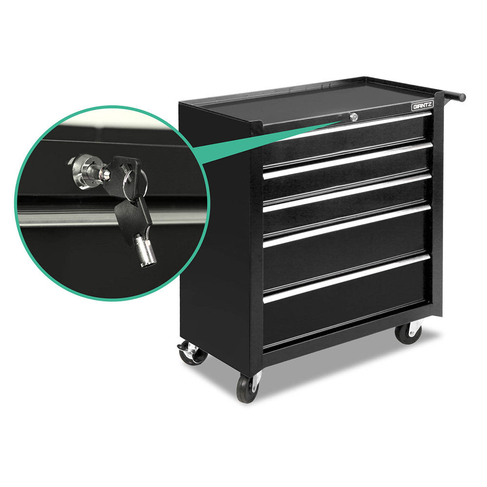 5 Drawers Roller Toolbox Cabinet  Black