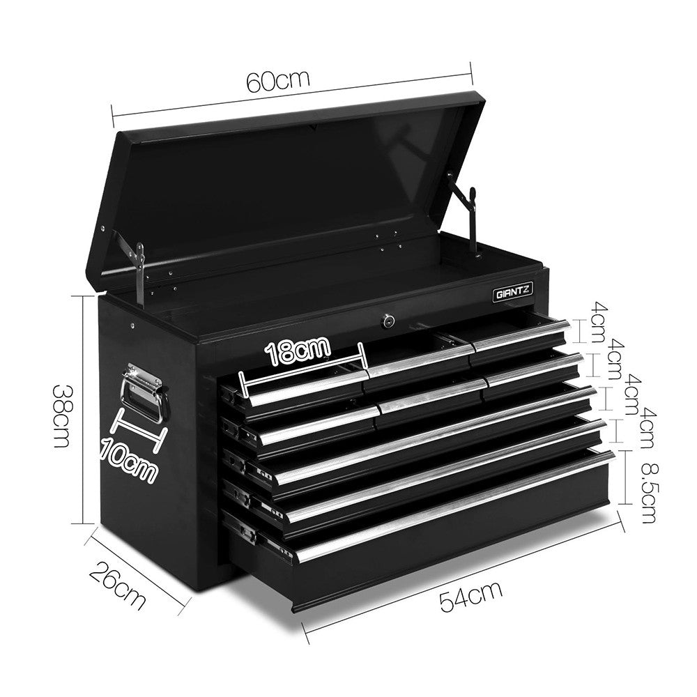 9 Drawers Tool Box Chest Black