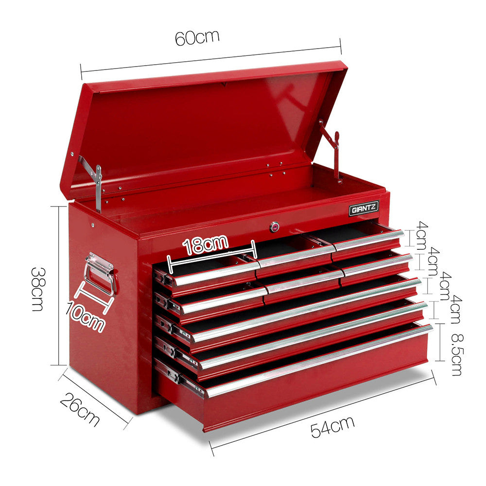 9 Drawers Tool Box Chest Red