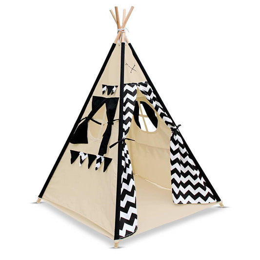 4 Poles Teepee Tent w/ Storage Bag Black