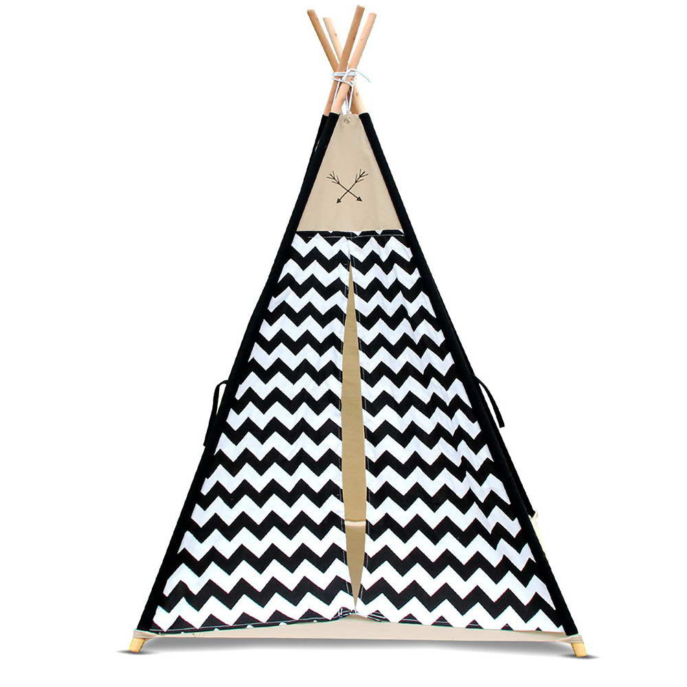 4 Poles Teepee Tent w/ Storage Bag Black