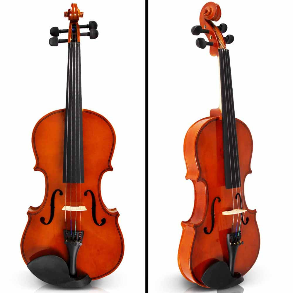 Full Size 4/4 Natural Wooden Beginner Violin Set Brown