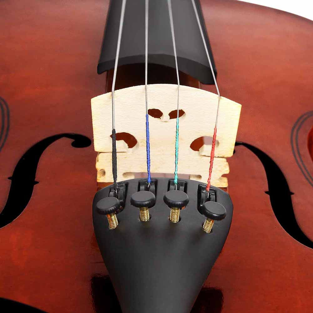 Full Size 4/4 Natural Wooden Beginner Violin Set Brown