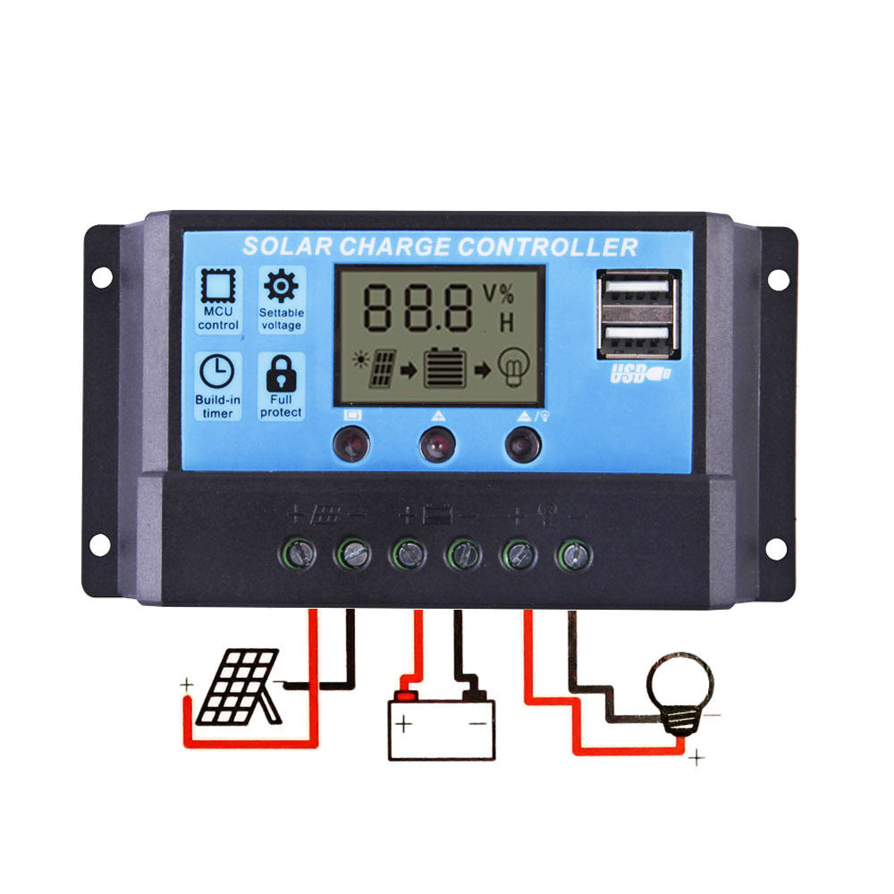 12V-24V 20A LCD Display PWM Solar Panel Regulator Charge Controller Timer PWN