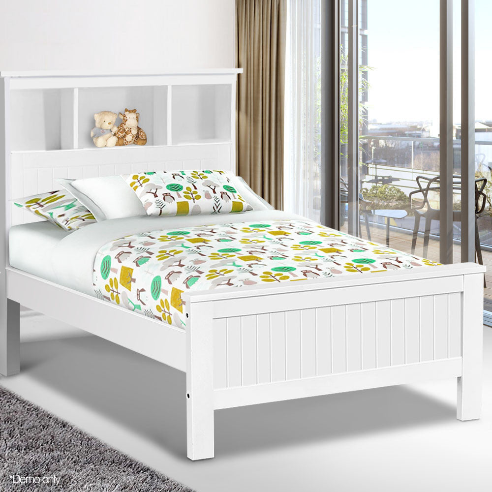 King Single Wooden Bedframe with Storage Shelf