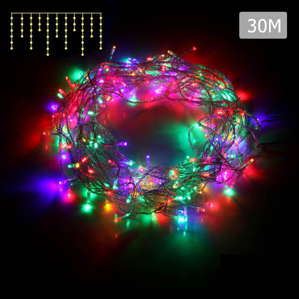 800 LED Christmas Icicle Lights Multi Colour