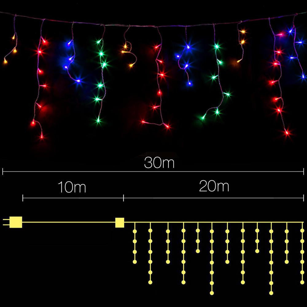 800 LED Christmas Icicle Lights Multi Colour