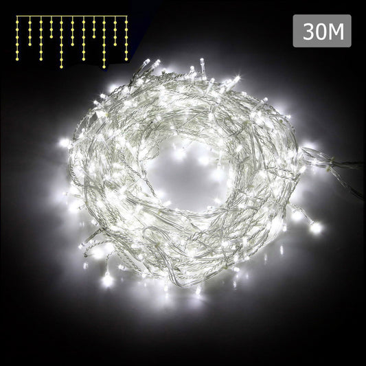 800 LED Christmas Icicle Lights White