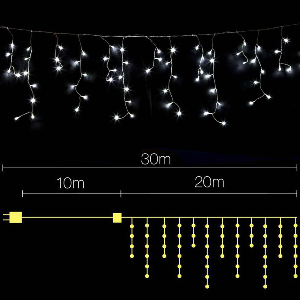 800 LED Christmas Icicle Lights White